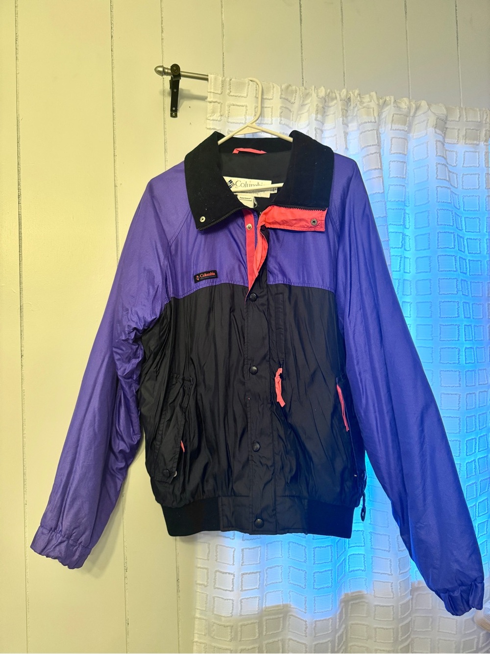Vintage Columbia Men’s Purple, Black & Pink Colorblock Jacket